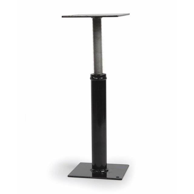 Camco 43691 Entry Step Support Use To Reduce Stress on The Entry Step; Removable; 7-5/8 Inch to 14 Inch Adjustable Height; Black; Steel; Round Tube With Square Bases; Single