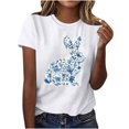 thumbnail image 5 of Pisexur Hauts pour Femmes, Hauts d'Été pour Femmes, Hauts pour Dames, Nouveau Pull à Manches Courtes Col Rond Décontracté Imprimé Bleu,L, 5 of 5