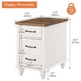 thumbnail image 3 of Wampat Table d'Extrémité avec Station de Recharge, Ensemble de 2, Table d'Appoint Style Ferme avec Tiroir de Rangement et Armoire, 2 Prises de Courant et 2 Ports USB pour Salon, Chêne Blanc, 3 of 7