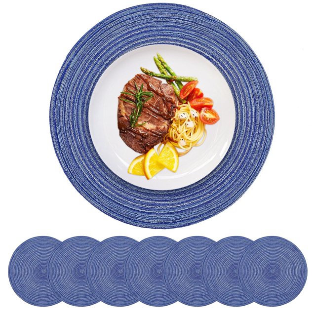 Ensemble de 7 Napperons Ronds Tressés Durables Résistants à la Chaleur Non Lavables pour Table à Manger et Événements de Vacances