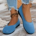 thumbnail image 3 of Dakaela Ballerines pour Femmes à Bout Rond en Tricot à Enfiler Ballerines de Marche Mocassins à Petit Talon Compensé Bleu 9, 3 of 7