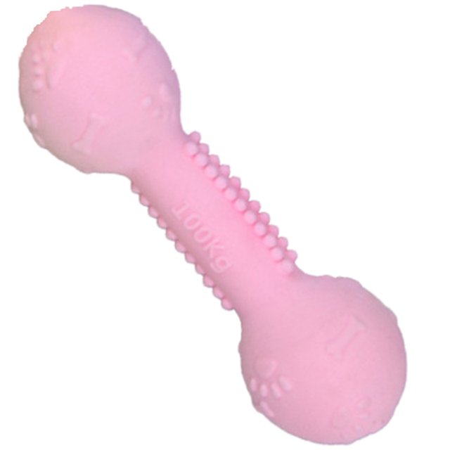 Bangcool Puppy Teething Toy Funny Dumbbell Shape Rubber Pet Biting Toy Small Dog Chew Toy
