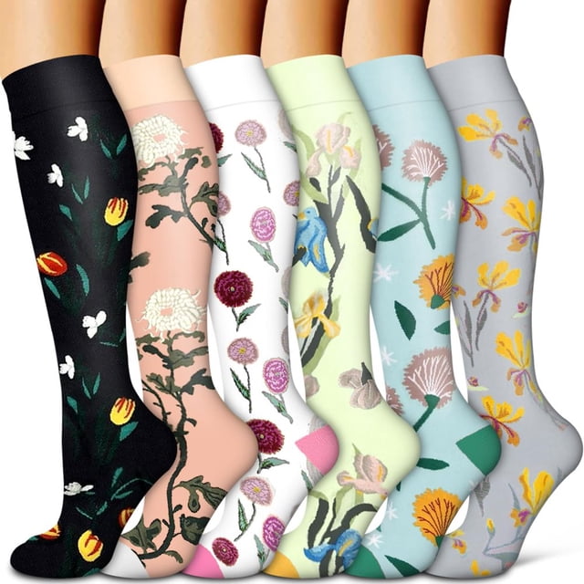 LOVEVER 6Pairs Compression Socks for Women and Men - Best for Circulation Running Athletic Recover Nurse Travel
