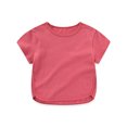 thumbnail image 1 of Cethrio T-Shirts à Manches Courtes pour Filles, Col Rond en Coton, Été, Rouge Melon D\'eau, Taille 4-5 T, 1 of 7