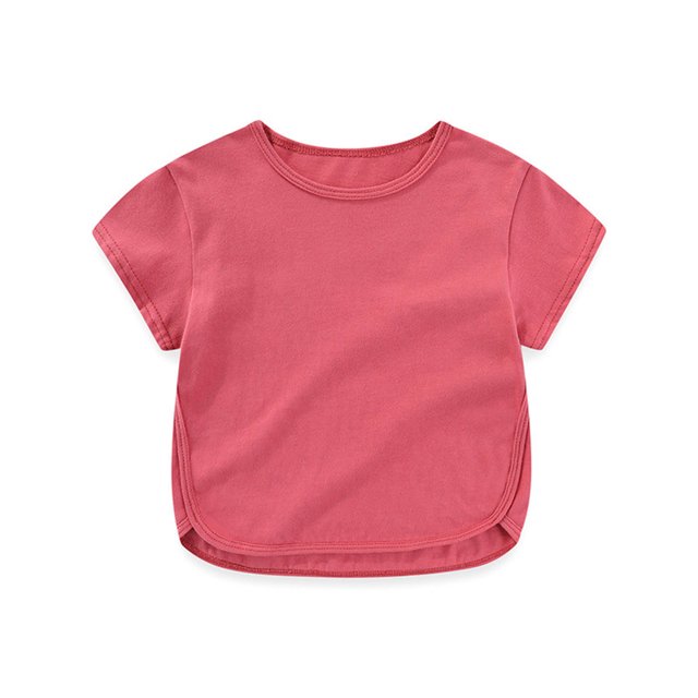 Cethrio T-Shirts à Manches Courtes pour Filles, Col Rond en Coton, Été, Rouge Melon D\'eau, Taille 4-5 T