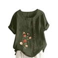 thumbnail image 1 of Birdeem Womens Summer Oversize Casual Round-Neck Short Sleeve Flower Printing Loose Shirt Tops, 1 of 5