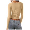 thumbnail image 4 of Timegard Hauts de Sortie pour Femmes Camisoles Col Carré Manches Longues T-Shirt Froncé Automne Décontracté Ajusté Hauts, 4 of 6