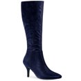 thumbnail image 1 of Unique Bargains Bottes Hauteur Genou à Talon Aiguille Scintillantes à Bout Pointu pour Femme Bleu Foncé (Taille 11), 1 of 8
