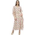 thumbnail image 1 of Bimba Printed Caftan Long Maxi Boho Kaftan Cover Up White Drawstring Waist-20, 1 of 6