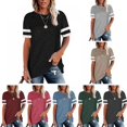 thumbnail image 4 of Chemises pour Femmes Chemises Chemises pour Femmes Hauts pour Dames Chemises à Manches Courtes pour Femmes Camisas de Mujer Chemises pour Femmes Chemises pour Femmes Été T-Shirts pour Femmes T-Shirts pour Femmes à Manches Courtes à Rayures Col, 4 of 4