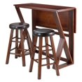 thumbnail image 1 of Winsome Harrington 3-Piece Drop Leaf High Table, 2-24" Cushion Round Seat Stools - 94302, 1 of 9