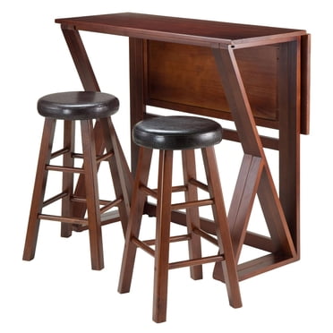 Table haute à abattant 3 pièces Harrington, 2 tabourets ronds à siège rembourré de Winsome, 24 po - 94302