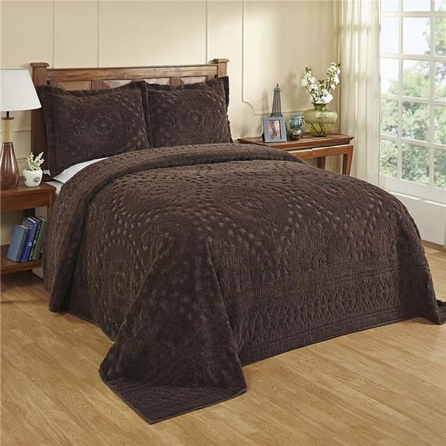Better Trends Couvre-Lit en Chenille Rio Multicolore Chocolat Grand Lit 102 x 110 Po