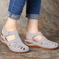 thumbnail image 2 of Chaussures Femme Chaussures Femme Sandales Décontractées d'Été Mode Décontractées Plates Couleur Unie à Oeillets, 2 of 4