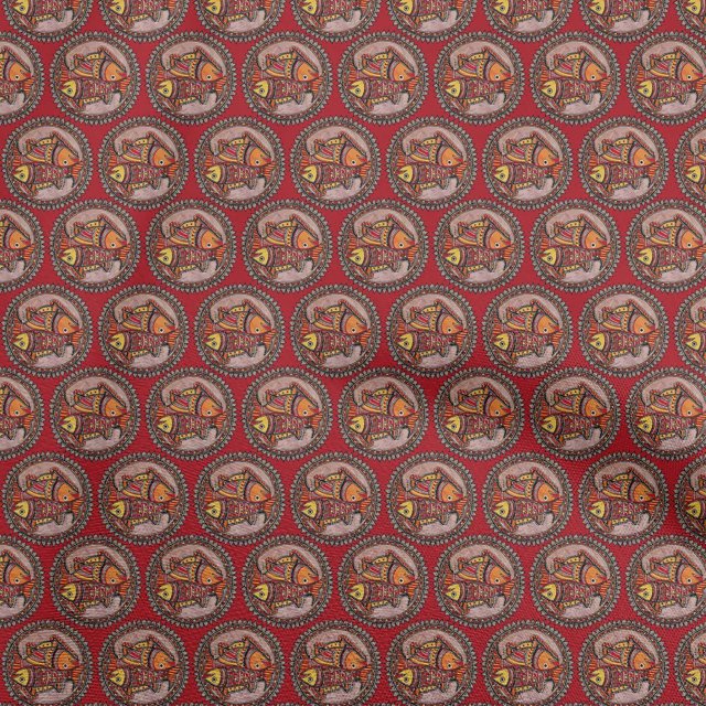 oneOone Cotton Flex Maroon Fabric Kalamkari Sewing Craft Projects Fabric Prints By Yard 40 Inch Wide