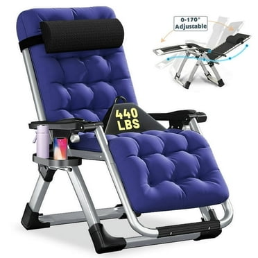ABORON Chaise Zéro Gravité, Chaises Longues Pliantes de Pelouse d'Extérieur Haut de Gamme, Chaises de Patio Inclinables Robustes et Réglables avec Coussin Doux, Appuie-Tête et Plateau, Supporte 400 Lb