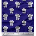 thumbnail image 1 of Soimoi Japan Crepe Satin Fabric Leaves & Lotus Block Print Fabric by Yard 42 Inch Wide, 1 of 3