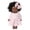 Pink, variant on Pisexur 11.8 Inch Black Baby Girl Doll and Clothes Set African American Realistic Soft Silicone Washable Dark Skin Baby Doll with Curly Hair Jumpsuit and Hairband Color Dress-Best Gift for Kids Girls