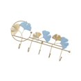 thumbnail image 1 of facefd Ins Light Luxury Hook Wall Hanging Coat Hook Kitchen Wrought Ginkgo Leaf Shape Key Holder Hook Rack Golden Light Blue A, 1 of 8