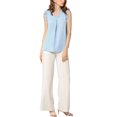 thumbnail image 2 of INSPIRE CHIC Women's Ruffled Sleeveless Pullover V- Neck Work Blouses Tops M Blue, 2 of 8