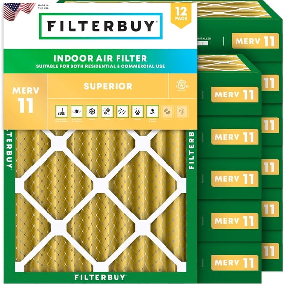 Filterbuy 16x18x4 MERV 11 (MPR 1200) Allergen Defense, Pleated HVAC AC Furnace Air Filters (12-Pack)