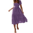 thumbnail image 1 of 2025 Robe d'Été pour Femmes Robe Évasée Robe Décontractée d'Été Robe à Manches Robe Chemise à Imprimé Floral Robe Décontractée Fluide Midi, 1 of 6