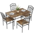 thumbnail image 2 of EDTara Dining Table Set of 4, Retro Industrial Dining Table & Chairs, Wood Table Chairs Set for Small Space, Breakfast Nook, 1 Table + 4 Chairs (Rustic Brown), 2 of 7