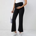 thumbnail image 3 of Maternity Pants Flare Over The Belly Stretchy Work Pregnancy Trousers Wide Leg Design with Pockets for Comfort and Style, 3 of 7