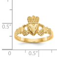 thumbnail image 2 of 14K Yellow Gold Satin & Diamond Cut Claddagh Ring, 2 of 2