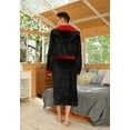 thumbnail image 3 of U2SKIIN Mens Fleece Robe with Hood, Mid Length Plush Shawl Collar Two Tone Bathrobe,(Black/Dark Red,S-M), 3 of 5
