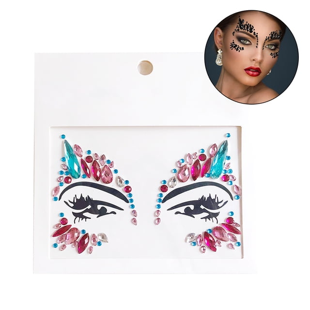 Face Gems Fashion Shiny Rhinestone Face Jewels Face Sticker for Mardi Gras Party