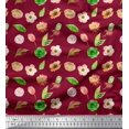 thumbnail image 1 of Soimoi Red polyester Crepe Fabric Anemone & Leaves Decor Fabric Printed Yard 42 Inch Wide, 1 of 3
