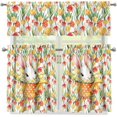 thumbnail image 1 of Tulip Flower and Rabbit Kitchen Curtain and Valance Set 3 Piece Blackout Kitchen Window Curtain Happy Easter Day Curtain Tiers and Valance,Size M, 1 of 4