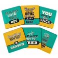 thumbnail image 1 of Inkdotpot Set of 6 Drink Coasters Easy Clean 4-inch SquareCoastersCork Base-Reusable- Motivational Quotes, 1 of 8