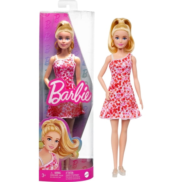 Barbie Fashionistas 205–Poupée queue de cheval, robe à fleurs