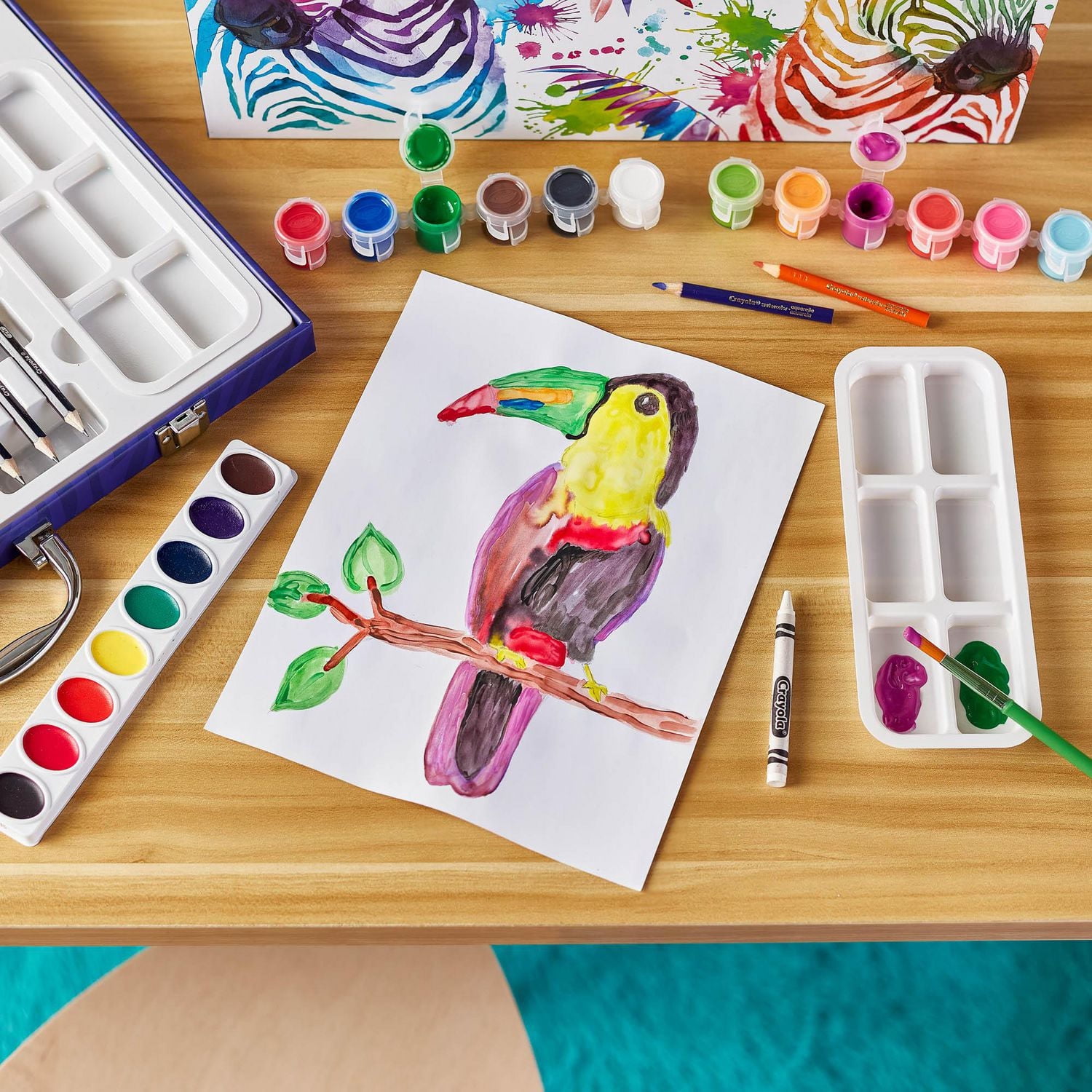 Crayola Paint & Create Easel Art Case –  Painting Set For Kids, Paint, Watercolours, Gift for Boys & Girls, Ages 4, 5, 6, 7, 8