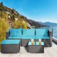thumbnail image 3 of Costway 4PCS Patio Rattan Furniture Set Loveseat Chair Cushioned Steel Frame Garden Yard, 3 of 9