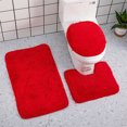 thumbnail image 1 of HOARBOEG Shaggy Bathroom Rugs Sets 3Piece Red Bath Mat for Bathroom Non-Slip Bathroom Mats Water Absorbent Bath Rug Floor Mats Soft Washable Shower Rug with U-Shaped Contour Rug Toilet Lid Cover, 1 of 9
