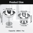thumbnail image 2 of 200Ml Stainless Steel Ice Cream Cup with Stem (Silver), Stainless Ice Cup Reusable Serving Dessert Bowls Cups Round Footed Bowls Yogurt Snack Candy Cups Birthday Christmas Decoration, 1 Cup, 2 of 6