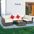 thumbnail image 1 of Patiojoy 7 Pcs Outdoor Patio Furniture Set All-Weather PE Rattan Sofa Set w/Coffee Table & Cushions Off White, 1 of 10