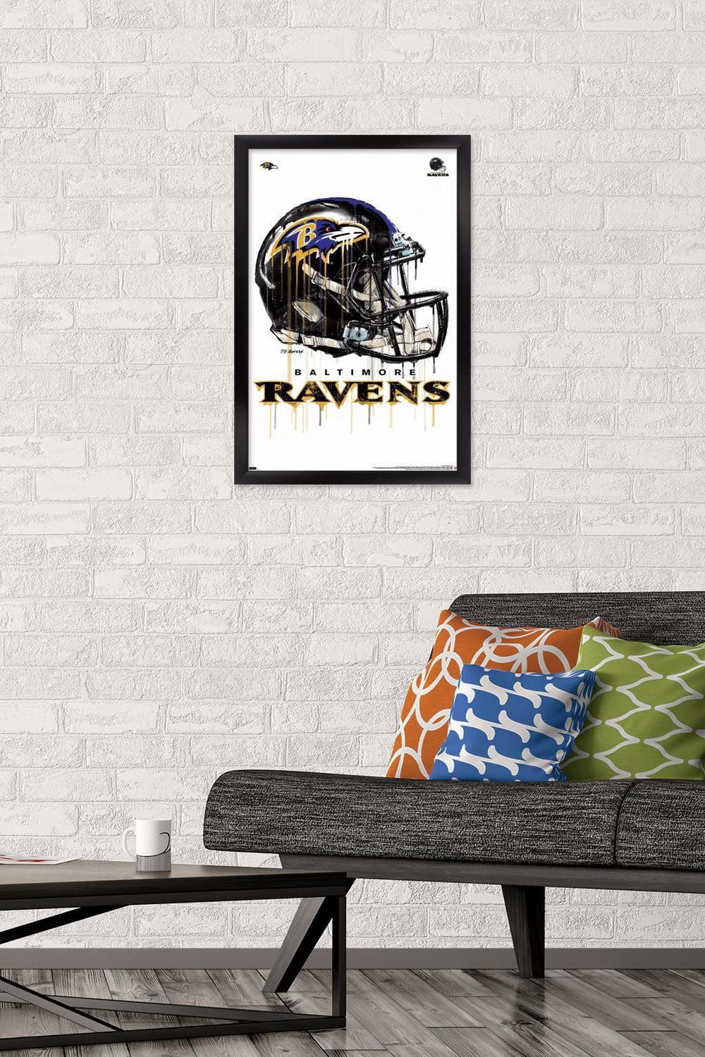 NFL Baltimore Ravens - Drip Helmet 20 Wall Poster with Magnetic Frame