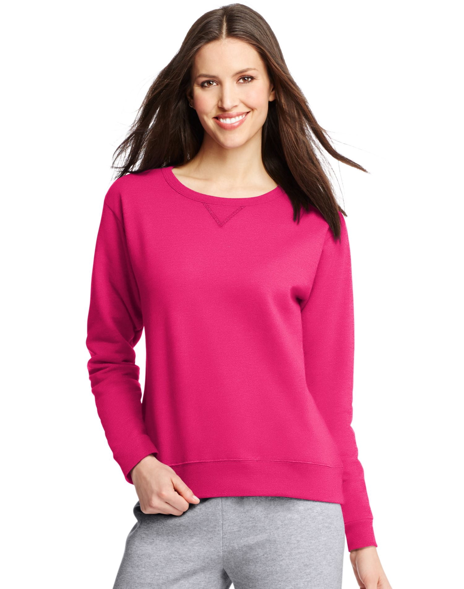 Hanes Womens ComfortSoft EcoSmart Crewneck Sweatshirt, M, Sizzling Pink