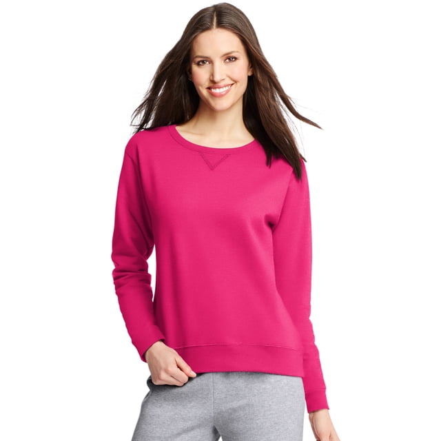 Hanes Womens ComfortSoft EcoSmart Crewneck Sweatshirt, S, Sizzling Pink