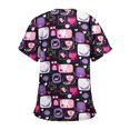 thumbnail image 2 of RKSTN Women Short Sleeve V-neck Tops Working Uniform Cartoon Print Blouse, 2 of 3
