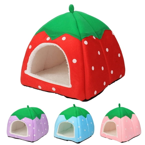 HLONK Soft And Warm Pet Bed Strawberry Hamster House Guinea Pig Hideout Small Bed Dwarf  Chinchilla Hedgehog Ferret Hideaway Hide Hut Cage