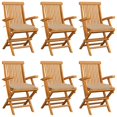 thumbnail image 1 of vidaXL Garden Chairs with Beige Cushions 6 pcs Solid Teak Wood, 1 of 12