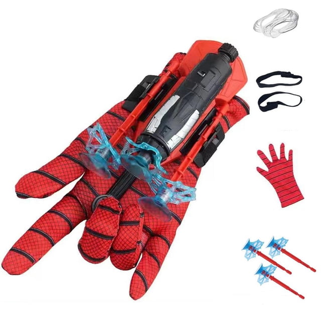 Lance-toile d'Araignée Jouet avec 3 Projectiles à Ventouse et Gant pour Jeu de Rôle pour Enfants