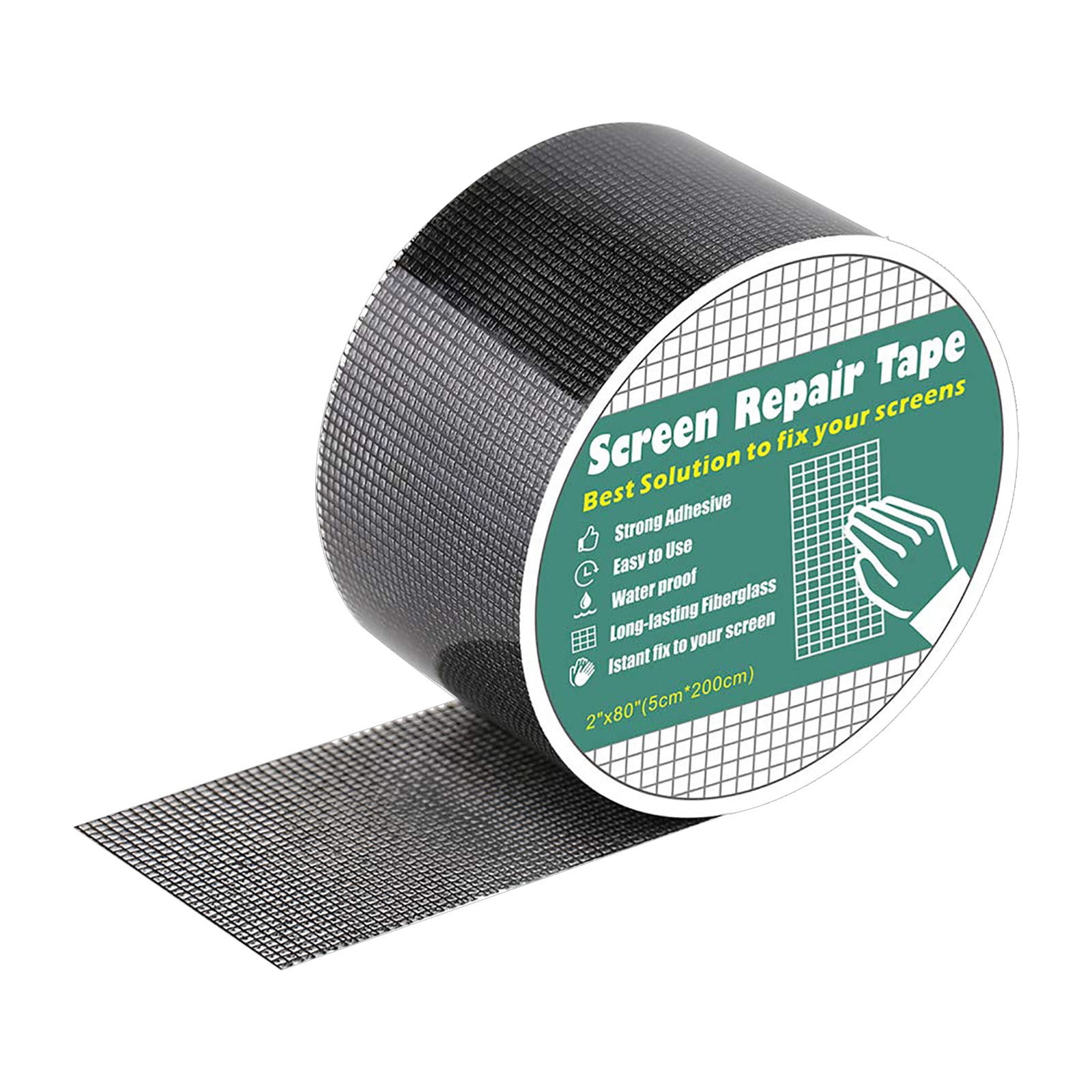 Window Screen Repair Kit 6.5ft Strong Adhesive & Waterproof Tape Fiberglass Covering Mesh, Repair for Window Screen and Screen Door Tears Holes Tools & Home Improvement