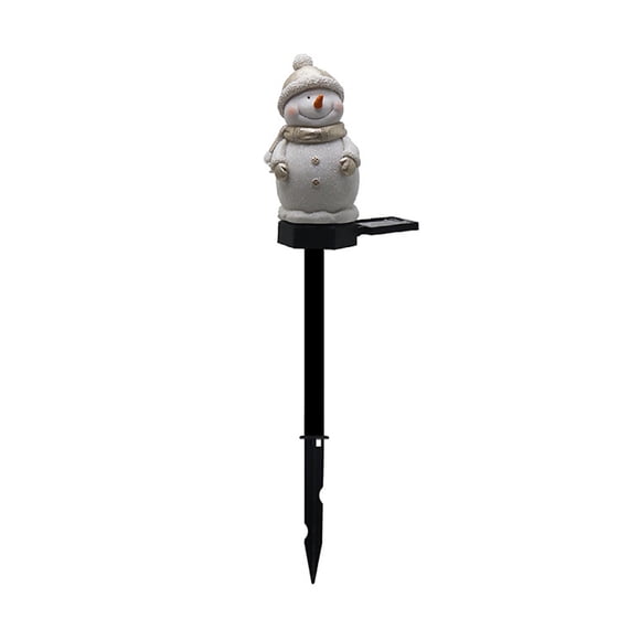 Lumière de Jardin Solaire Bonhomme de Neige avec DEL Blanc Chaud, Allumage/extinction Automatiques pour Décoration de Sentier de Pelouse, Étanche Ip65, Hauteur de 17,3 Po, 0,61 Lb