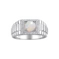 thumbnail image 1 of RYLOS Men's Ring 14K White Gold Ring, 7MM Round Shape Gemstone Designer Style Ring Fun & Fabulous Opal October Birthstone Rings Gold Size 9, 1 of 7
